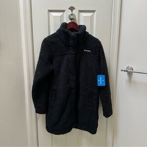 NWT Columbia Women's Long Fleece Jacket in Black Size Large